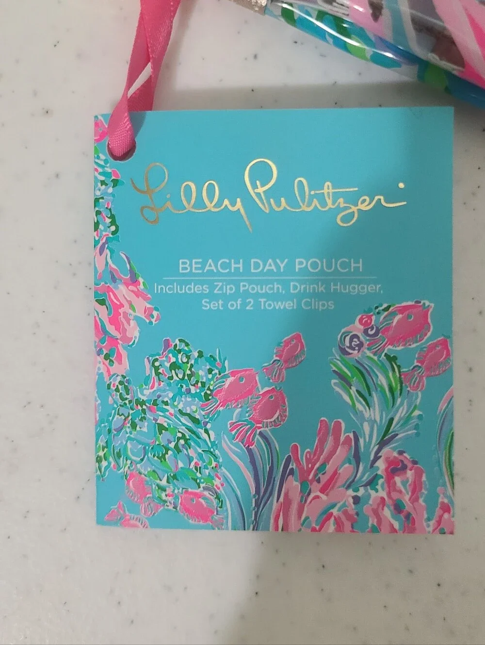 NWT Lilly Pulitzer Best Fishes Beach Day Pouch 3pc Set Makeup Bag Cozy